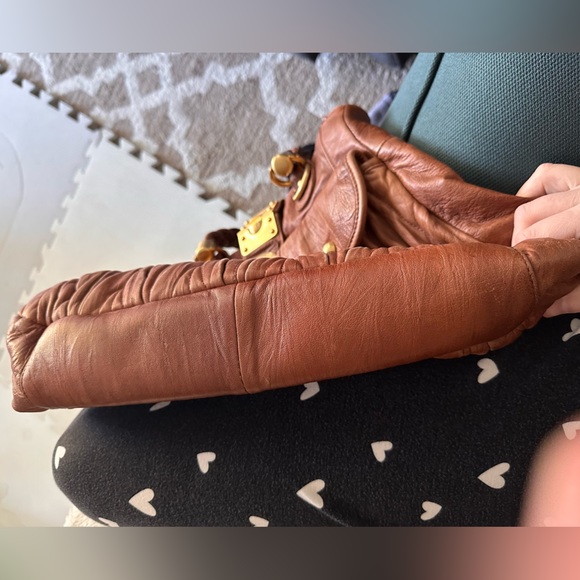 Steve Madden Vintage Brown Leather Shoulder Bag. Gold Turnlock. RARE - Picture 8 of 8